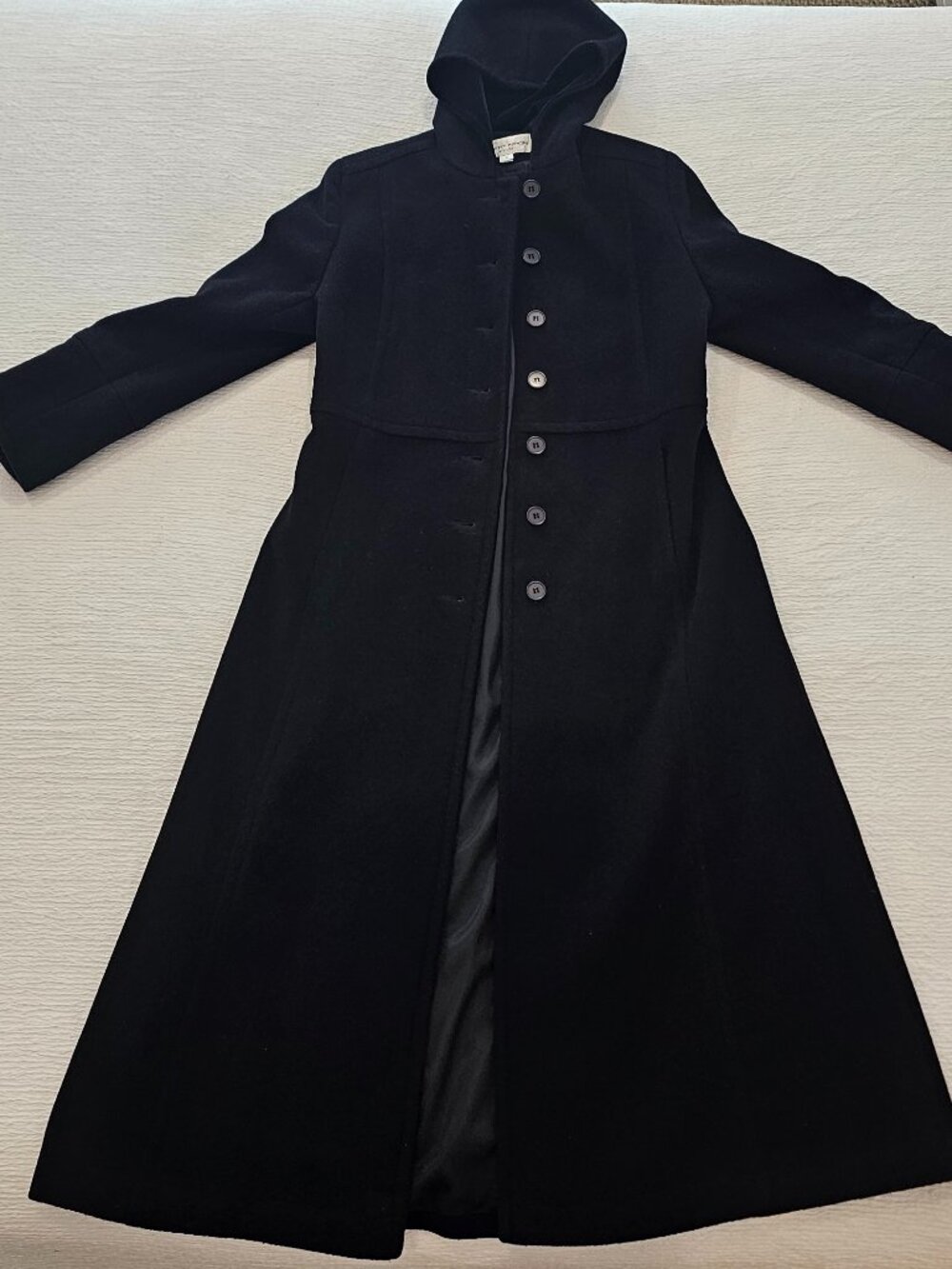 Albert Nipon Studio Black Hooded Button Down Coat Jacket